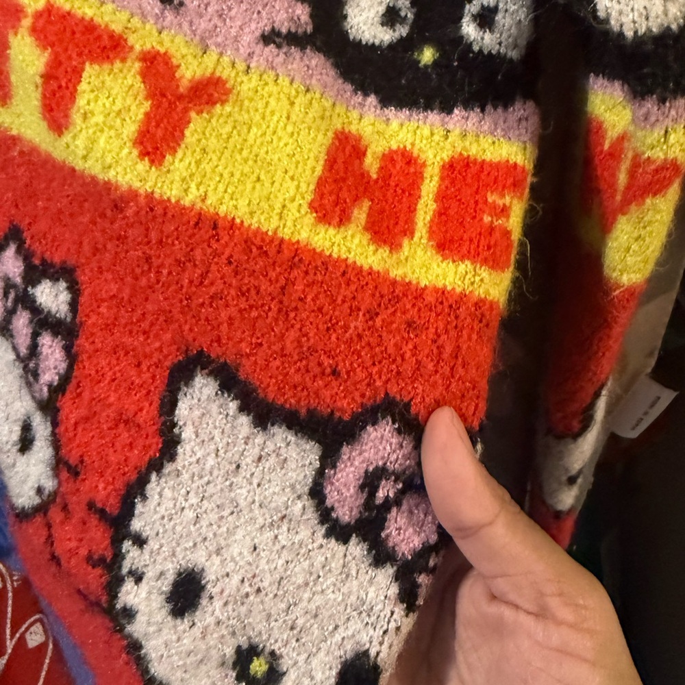 Sanrio Multicolor Hello Kitty & Chococat Knit Cardigan with Pink Trim - Picture 4 of 6